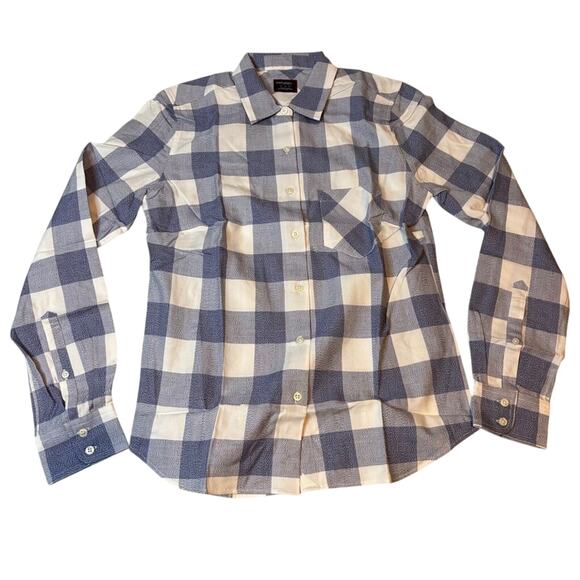 UNTUCKit Blue White Buffalo Check Button Down Shirt Cotton Tencel Size 2 - Picture 2 of 5